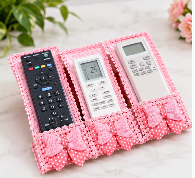 Decorative Remote Control Holder – 3 Pocket Organizer