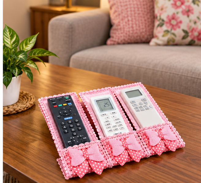 Decorative Remote Control Holder – 3 Pocket Organizer