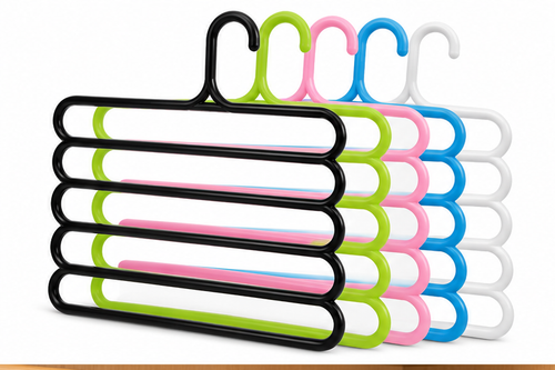 5-Piece Multi-Purpose Plastic Hangers for Wardrobe | Space-Saving Clothes Hangers