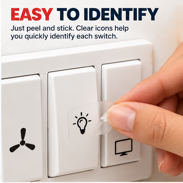 330 PCS Switch Board Stickers – Self-Adhesive Switch ID Labels for Fan, Light, TV, AC & More