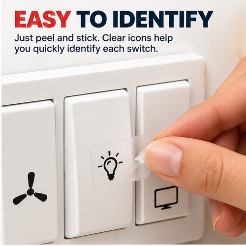 330 PCS Switch Board Stickers – Self-Adhesive Switch ID Labels for Fan, Light, TV, AC & More