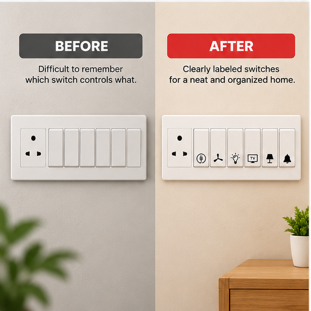330 PCS Switch Board Stickers – Self-Adhesive Switch ID Labels for Fan, Light, TV, AC & More